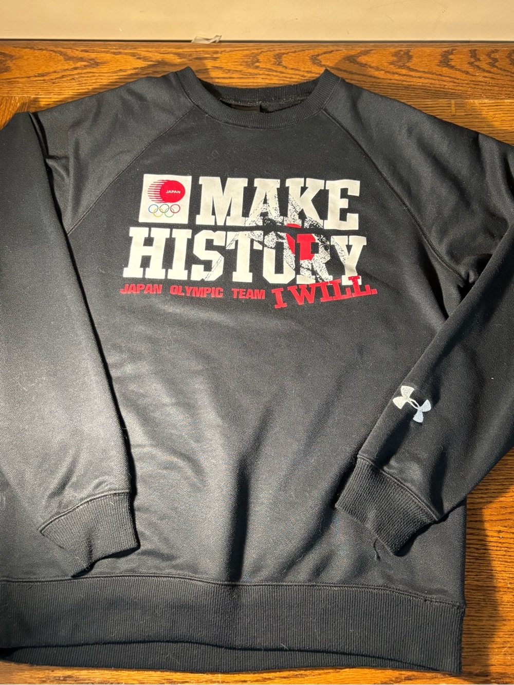 Under Armour Black Olympic Crewneck Sweatshirt with White and Red Japan Graphic
